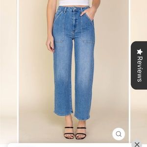 Just Black Denim High Rise Cargo Pocket Jeans Medium Wash